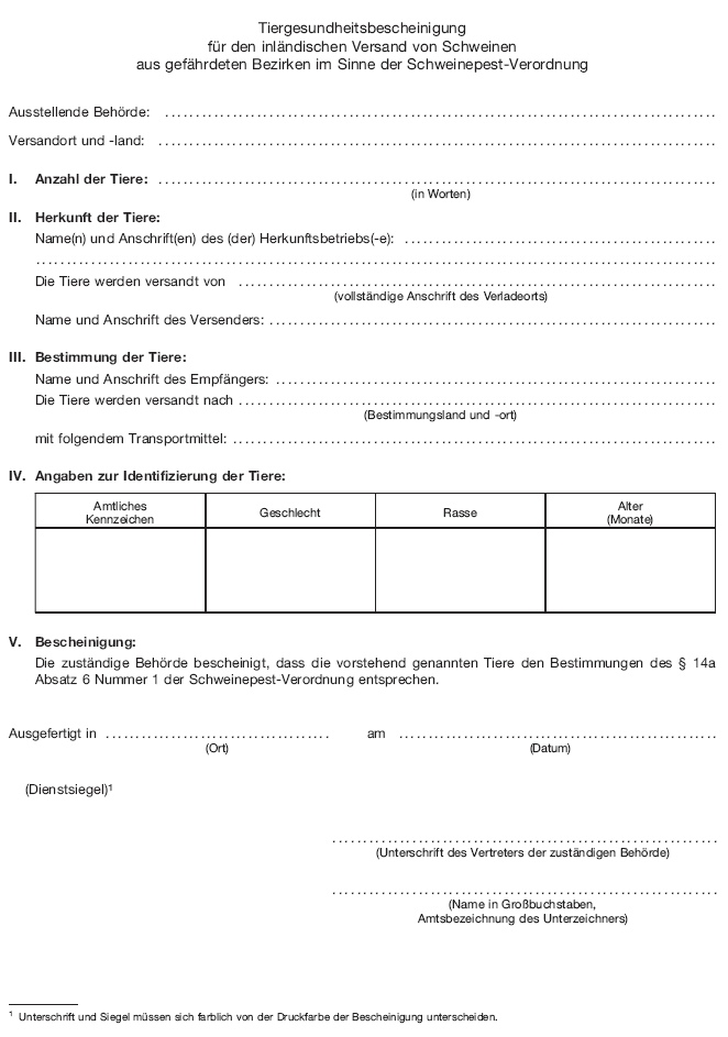 Tiergesundheitsbescheinigung (BGBl. I 2018 S. 2618)