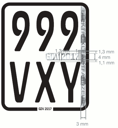 Versicherungsplakette für Elektrokleinstfahrzeuge - Schematische Darstellung des Hologramms (BGBl. 2019 I S. 767)