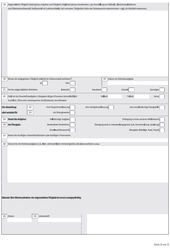 Gewerbe-Abmeldung (BGBl. 2019 I S. 923)