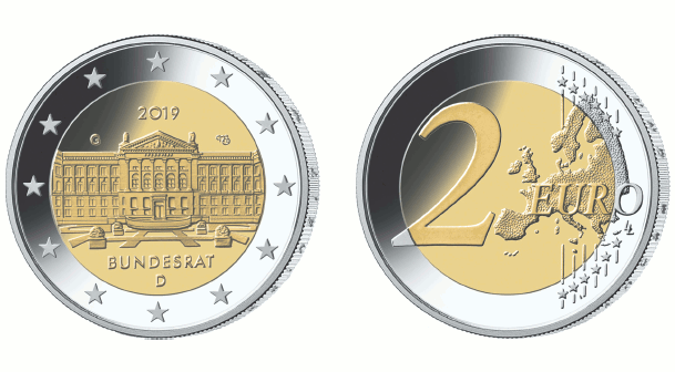 Abb. Bild- und Wertseite Münze "Bundesrat" (BGBl. 2019 I S. 1379)