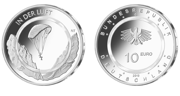 Abb. Bild- und Wertseite Münze "In der Luft" (BGBl. 2019 I S. 1380)
