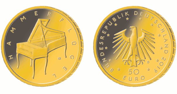 Abb. Bild- und Wertseite Münze "Hammerflügel" (BGBl. 2019 I S. 1383)