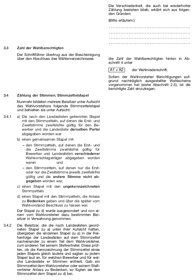 Wahlniederschrift über die Ermittlung und Feststellung des Ergebnisses der Wahl im Wahlbezirk, Seite 7 (BGBl. 2020 I S. 214)