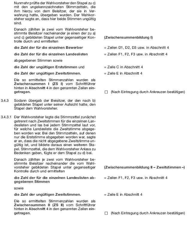 Wahlniederschrift über die Ermittlung und Feststellung des Ergebnisses der Wahl im Wahlbezirk, Seite 8 (BGBl. 2020 I S. 215)
