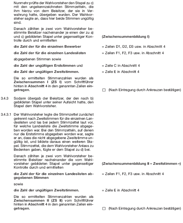 Wahlniederschrift über die Ermittlung und Feststellung des Ergebnisses der Wahl im Wahlbezirk, Seite 8 (BGBl. 2020 I S. 215)