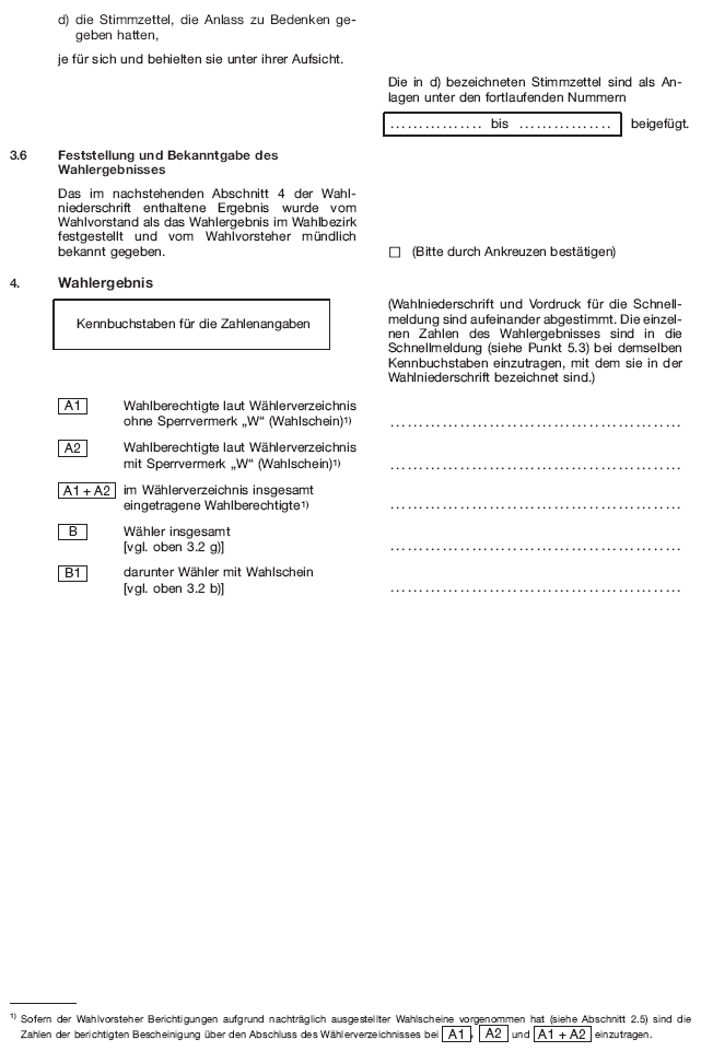 Wahlniederschrift über die Ermittlung und Feststellung des Ergebnisses der Wahl im Wahlbezirk, Seite 10 (BGBl. 2020 I S. 217)