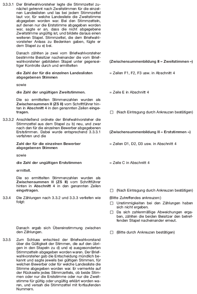 Wahlniederschrift über die Ermittlung und Feststellung des Ergebnisses der Briefwahl, Seite 7 (BGBl. 2020 I S. 228)