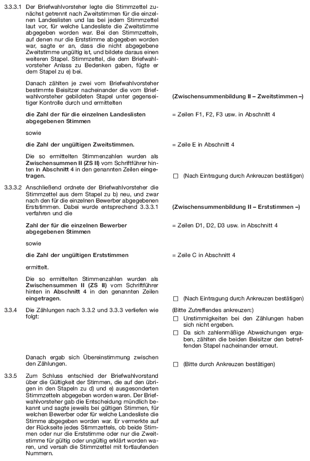 Wahlniederschrift über die Ermittlung und Feststellung des Ergebnisses der Briefwahl, Seite 7 (BGBl. 2020 I S. 228)