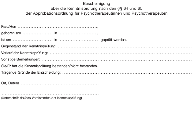 Bescheinigung über die Kenntnisprüfung (BGBl. 2020 I S. 479)