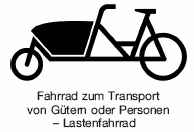 Piktogramm Fahrrad zum Transport von Gütern oder Personen - Lastenfahrrad (BGBl. 2020 I S. 815)