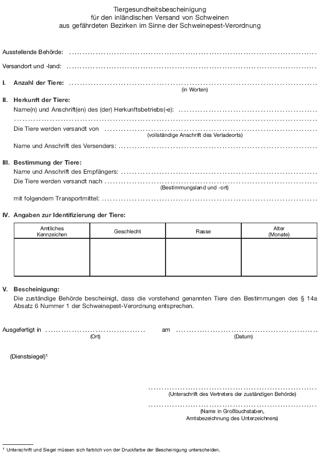 Tiergesundheitsbescheinigung (BGBl. I 2020 S. 1629)