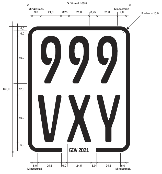 Abbildung Versicherungskennzeichen für Kleinkrafträder (BGBl. 2020 I S. 1970)