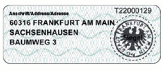Muster des Aufklebers zur Anschriftenänderung des Personalausweises (BGBl. 2020 I S. 2753)