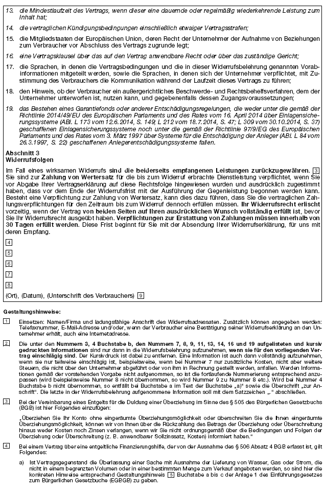 Muster Widerrufsbelehrung Seite 2 (BGBl. 2021 I S. 1671)