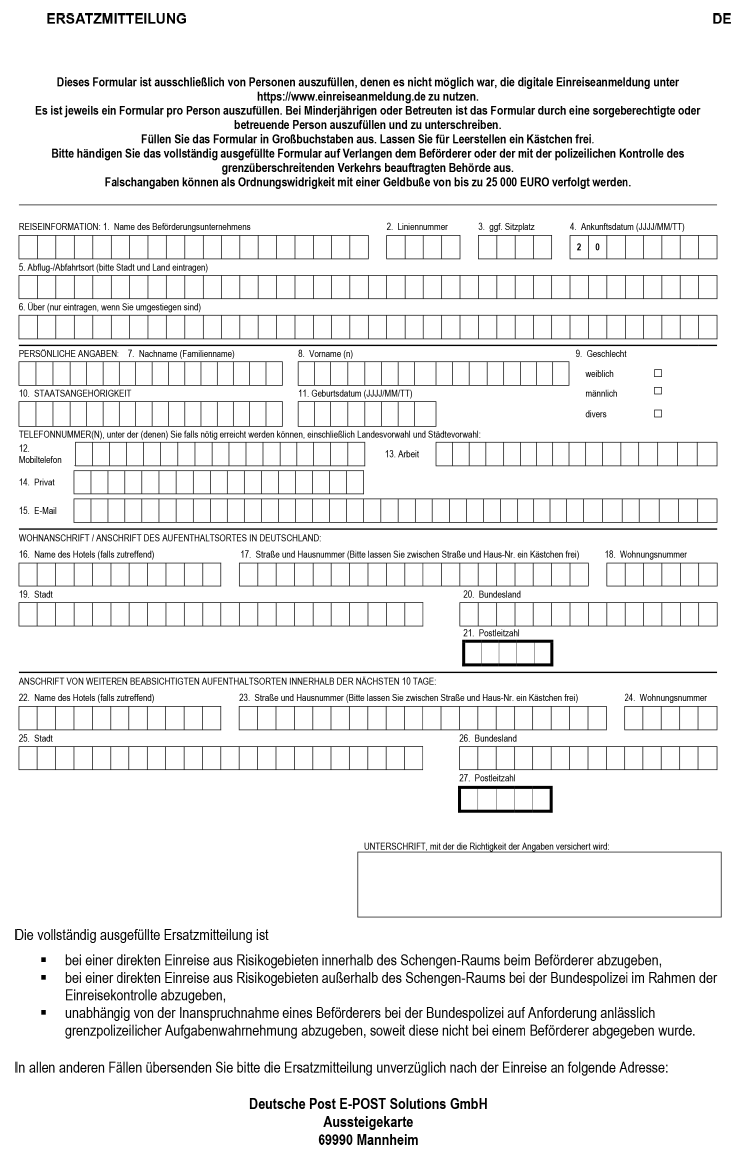 Ersatzmitteilung (BAnz AT 13.01.2021 V1 S. 7)