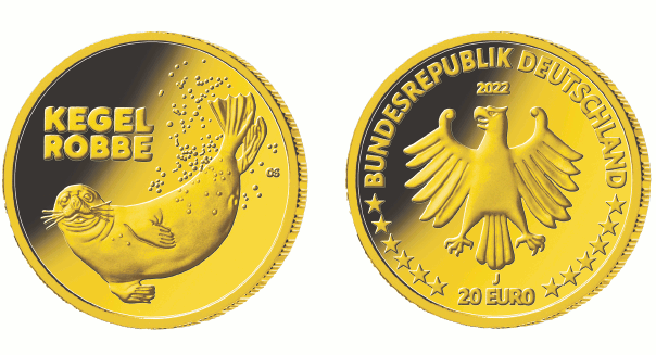 Abb. Bild- und Wertseite Münze "Kegelrobbe" (BGBl. 2022 I S. 724)