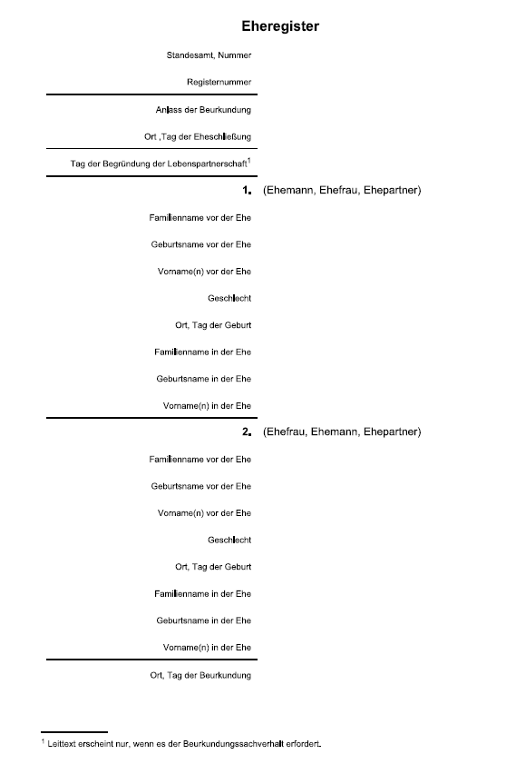 Vordruck Eheregister (BGBl. 2022 I S. 1771)