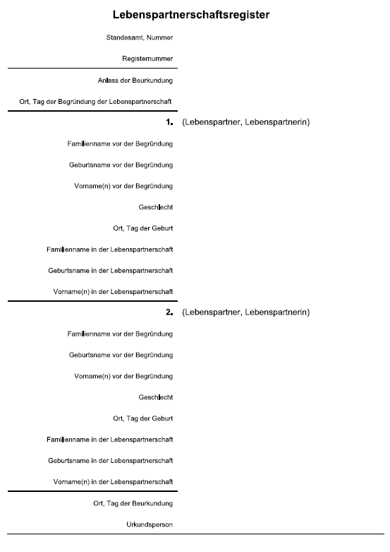 Vordruck Lebenspartnerschaftsregister (BGBl. 2022 I S. 1773)