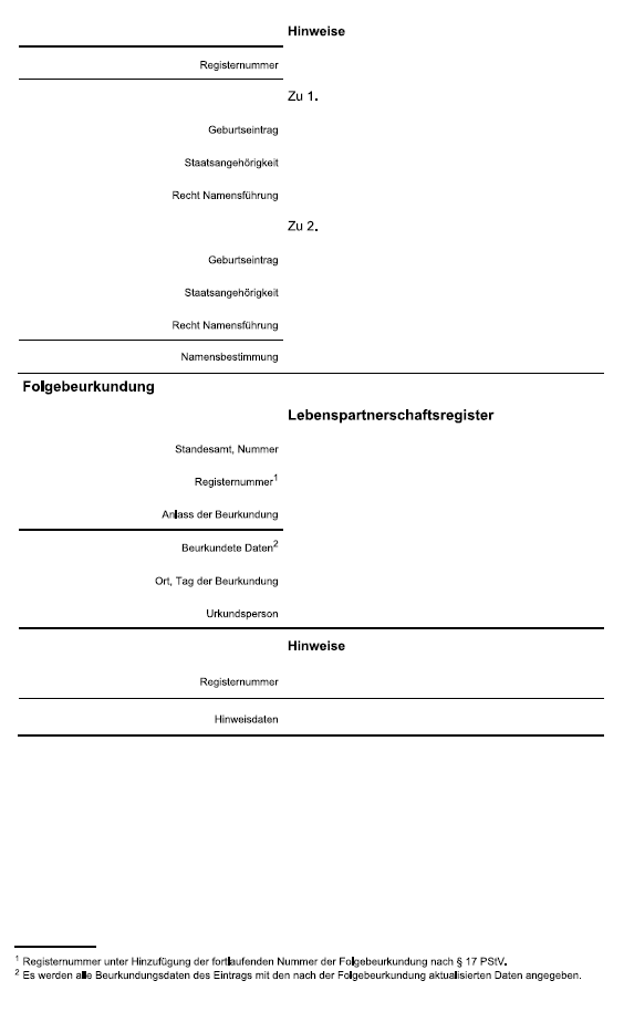 Vordruck Lebenspartnerschaftsregister (BGBl. 2022 I S. 1774)