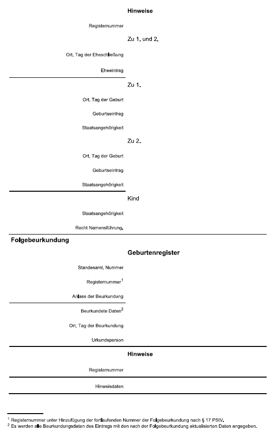 Vordruck Geburtenregister (BGBl. 2022 I S. 1776)