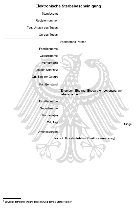 Vordruck Elektronische Sterbebescheinigung (BGBl. 2022 I S. 1786)