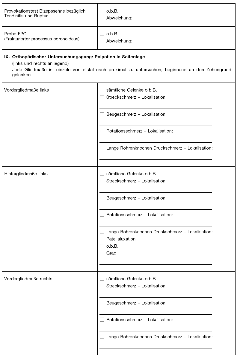 Befunderhebungsbogen für die Beurteilung der gesundheitlichen Eignung von Hunden zur Ausbildung (BGBl. 2022 I S. 2448)