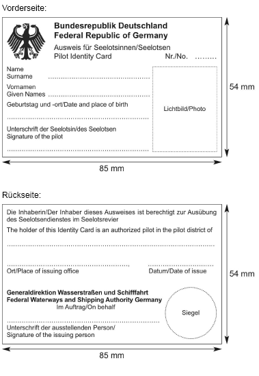 Muster des Ausweises für Seelotsinnen und Seelotsen (BGBl. 2023 I Nr. 49 S. 33)