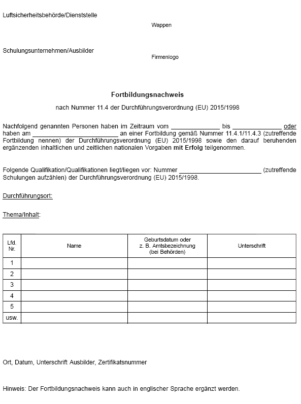 Muster Sammelnachweis (BGBl. 2023 I Nr. 193, S. 44)