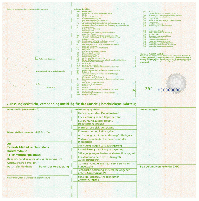 Zulassungsbescheinigung Teil I Bundeswehr (BGBl. 2023 I Nr. 199 S. 104)