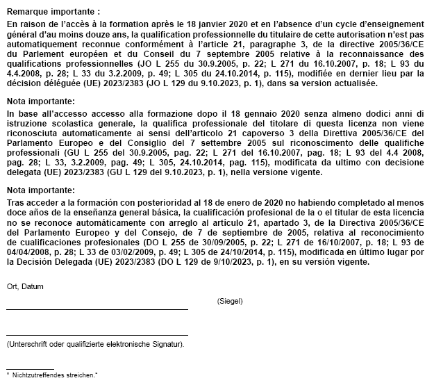 Urkunde über die Erlaubnis zum Führen der Berufsbezeichnung 'Hebamme/Entbindungspfleger' (BGBl. 2023 I Nr. 359 S. 45)