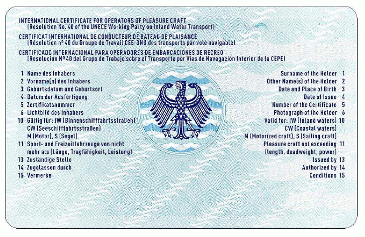 Muster für die Rückseite des amtlichen Sportbootführerscheins (BGBl. 2024 I Nr. 100 S. 14)