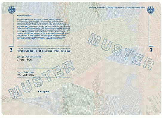 Muster Reisepass (BGBl. 2024 I Nr. 125 S. 14)