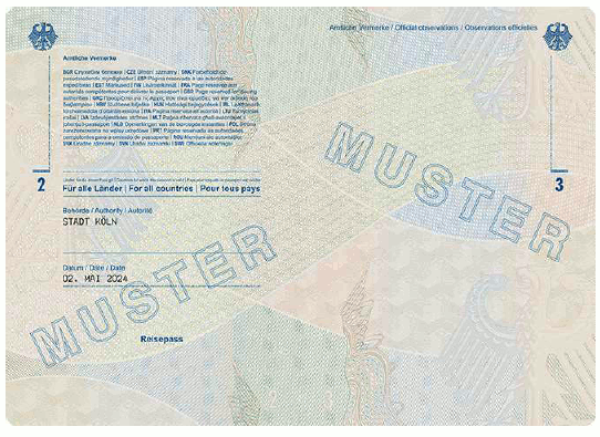 Muster Reisepass (BGBl. 2024 I Nr. 125 S. 14)