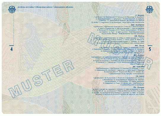 Muster Reisepass (BGBl. 2024 I Nr. 125 S. 15)