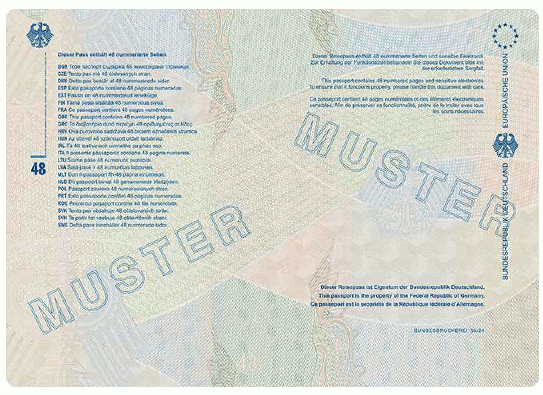 Muster Reisepass (BGBl. 2024 I Nr. 125 S. 26)