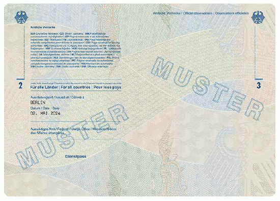 Muster Dienstpass (BGBl. 2024 I Nr. 125 S. 28)
