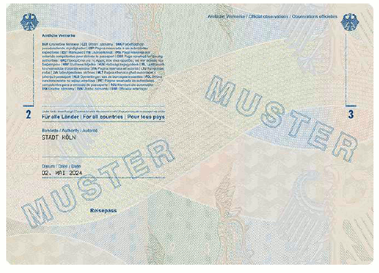 Muster Reisepass (BGBl. 2024 I Nr. 125 S. 4)