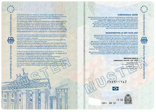 Muster Reiseausweis für Flüchtlinge (BGBl. 2024 I Nr. 125 S. 68)