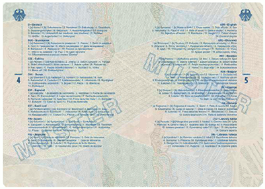 Muster Reiseausweis für Flüchtlinge (BGBl. 2024 I Nr. 125 S. 70)