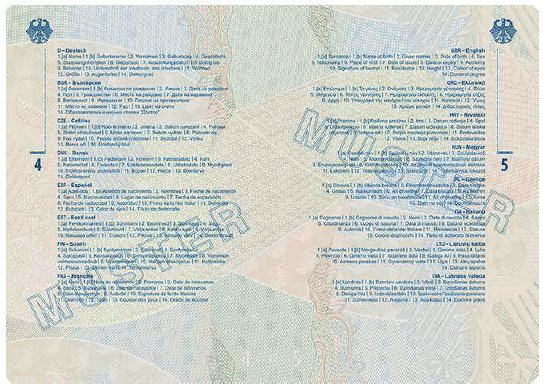 Muster Reiseausweis für Flüchtlinge (BGBl. 2024 I Nr. 125 S. 70)