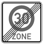 Zeichen 274.2 Ende der Tempo 30-Zone(BGBl. I 1992 S. 687)