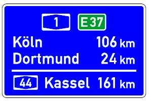 Zeichen 453 Entfernungstafel (BGBl. I 1992 S. 698)
