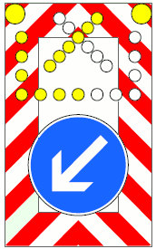 Zeichen 616 fahrbare Absperrtafel mit Blinkpfeil (BGBl. I 1992 S. 700)