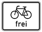 Zusatzschild Fahrräder frei (BGBl. I 1997 S. 2029)